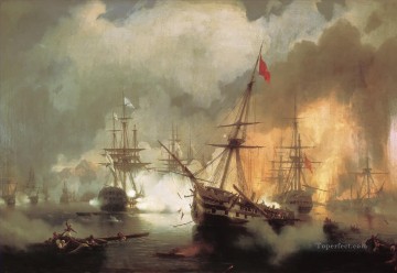 the battle of navarino 1846 Romantic Ivan Aivazovsky Russian Oil Paintings